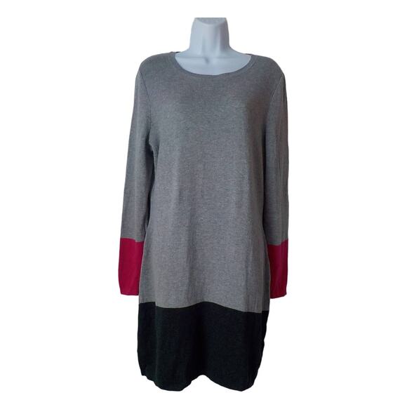 Nicole Miller NY Knit Sweater Dress Gray Pink Color Block Women size Large - Picture 12 of 12